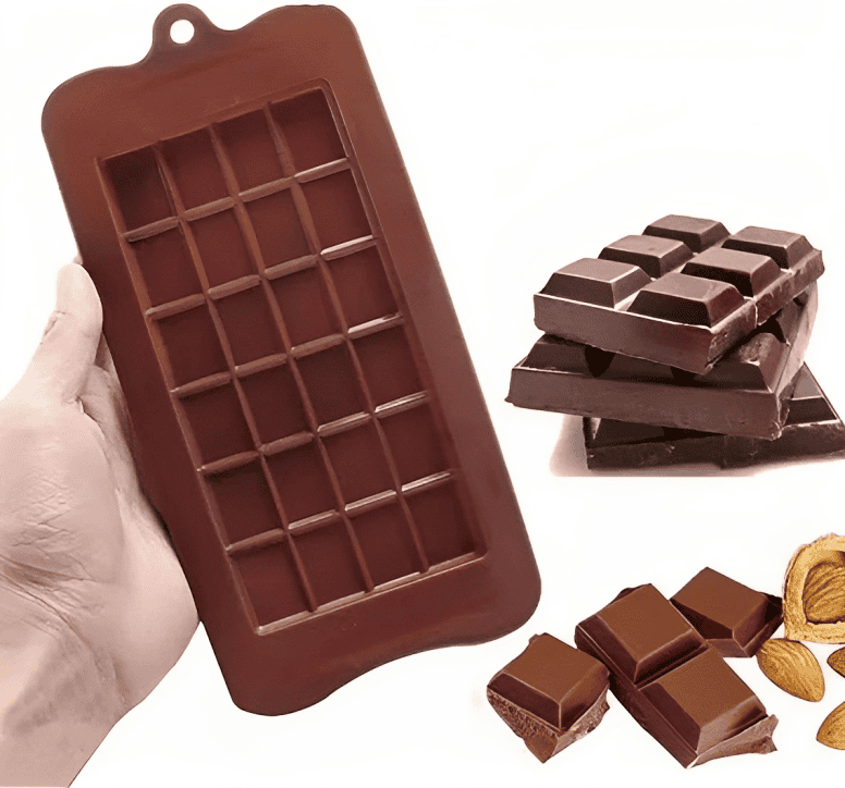 Silicone Cube Bar Mold, 24 Cavity Chocolate Bar Mold, Candy Maker Sugar Mold Bar, Bakeware Kitchen Baking Tool, Block Ice Tray, Non-Stick Reusable Candy and Energy Bar Mold, Cake Decoration Tools