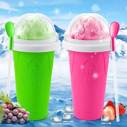 Slushy Ice Maker Cup, Silicon Ice Cream Slushy Maker Bottle Shake Cup, Magic Quick Frozen Smoothies Cup, Summer Squeeze Homemade Juice Water Bottle, Double Layer Squeeze Slushy Maker Cup, Homemade Milk Shake Ice Cream Maker