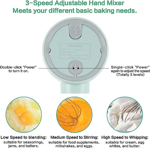 Mini Food Mixer, 3 In 1 Cordless Garlic Chopper, Electric Hand Mixer, Portable Manual Mixer, 3 Speed Adjustable Electric Egg Beater, Wireless Multifunction Hand Blender, USB Rechargeable Mini Food Chopper, Kitchen Blender For Baking Cooking