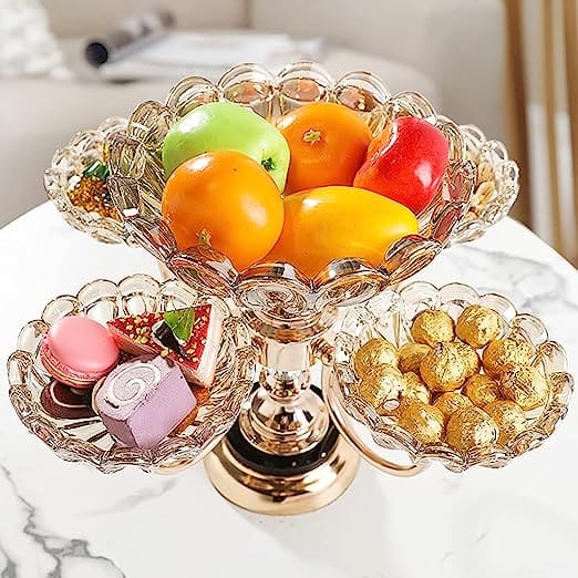 Multilayer Candy Platter, European Metal Fruit Bowl, Creative Light Luxury Snack Candy Plate,  Home Living Room Coffee Table Tray, Decorations Fruit Bowl, Rotatable Fruit Basket