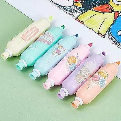 Cute Candy Shaped Highlighter, Chisel Tip Fine Grip Marker Pen, Fluorescent Coloring Pens for Student Office School Home