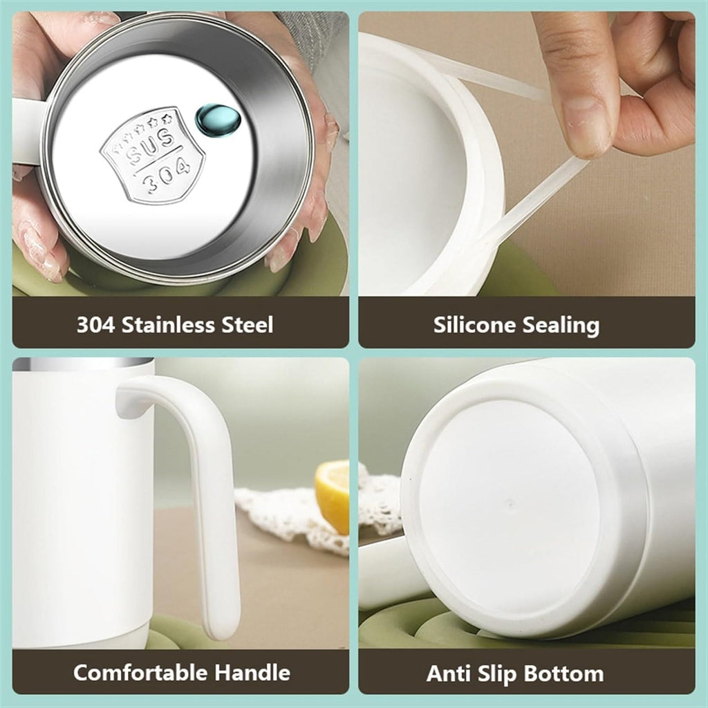 500ml Travel Carry Mug With Handle, Stainless Steel Thermos with Cup Lid, Household Office Insulated Mug, Double Anti-scald Thermal Mug, Large Capacity Beverage Cup, Home Office Coffee Mug, Coffee Milk Juice Mug with Straws &Lids Kitchen Drinkware