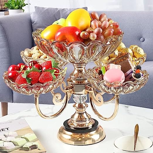 Multilayer Candy Platter, European Metal Fruit Bowl, Creative Light Luxury Snack Candy Plate,  Home Living Room Coffee Table Tray, Decorations Fruit Bowl, Rotatable Fruit Basket