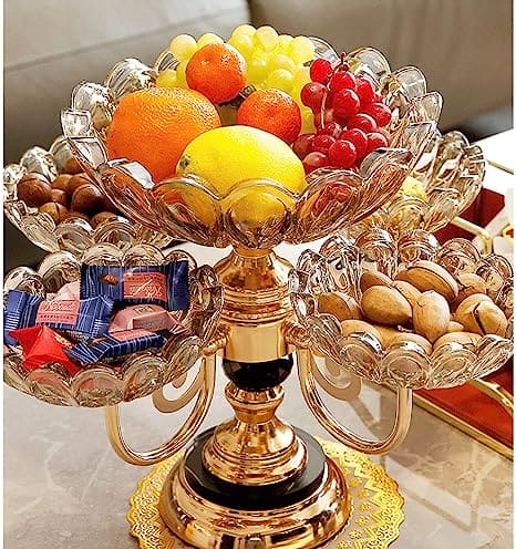 Multilayer Candy Platter, European Metal Fruit Bowl, Creative Light Luxury Snack Candy Plate,  Home Living Room Coffee Table Tray, Decorations Fruit Bowl, Rotatable Fruit Basket