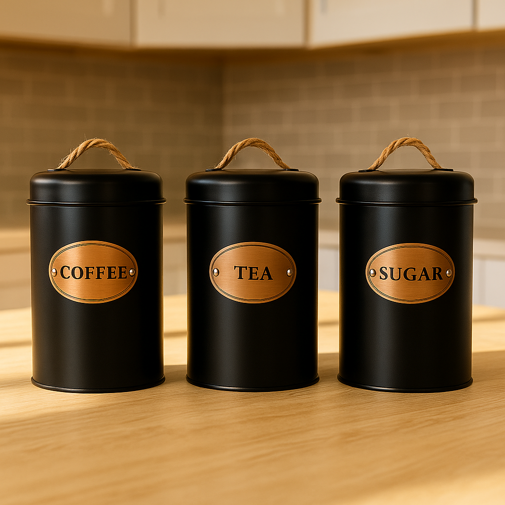 Rustic Kitchen Canister Set - Black