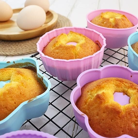 Set Of 6 Silicon Cup Cake Molds, Nonstick Silicone Muffin Cups, Mini Silicone Baking Cake Molds, Reusable Silicone Molds