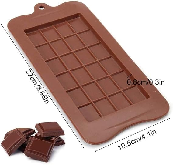 Silicone Cube Bar Mold, 24 Cavity Chocolate Bar Mold, Candy Maker Sugar Mold Bar, Bakeware Kitchen Baking Tool, Block Ice Tray, Non-Stick Reusable Candy and Energy Bar Mold, Cake Decoration Tools
