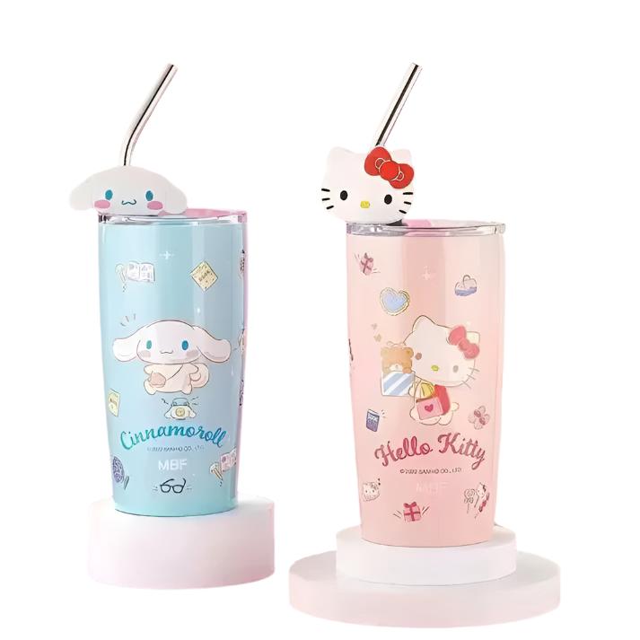 Cartoon Anime Cup With Straw
