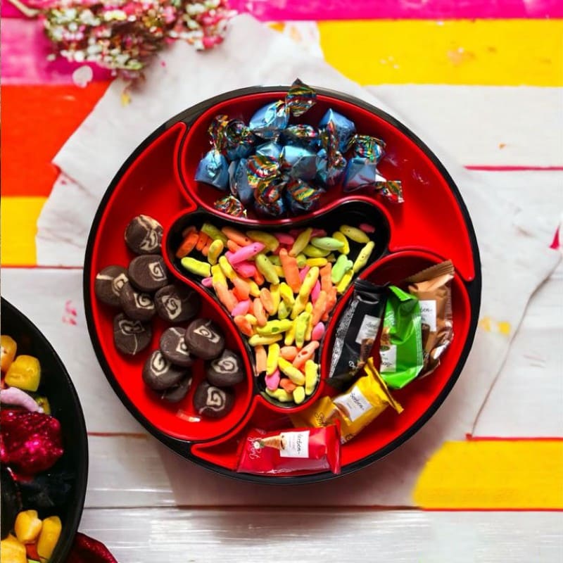 4 Compartment Dolphin Tray, Sasuke Food Divided Serving Plate, Multifunctional Food Storage Plate