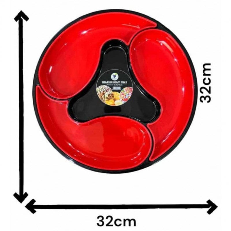 4 Compartment Dolphin Tray, Sasuke Food Divided Serving Plate, Multifunctional Food Storage Plate