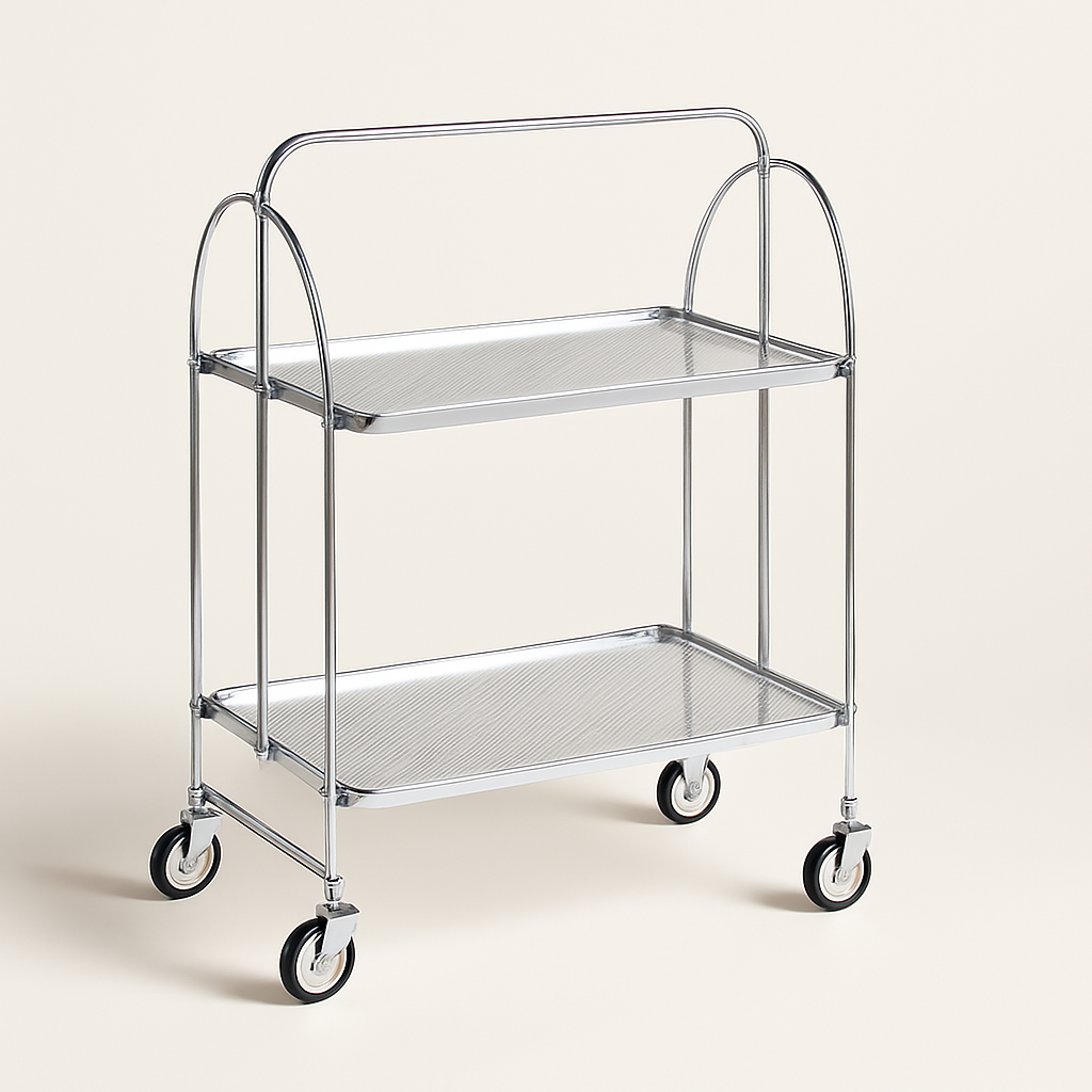 Modern Gold Folding Bar Cart Trolly - Silver