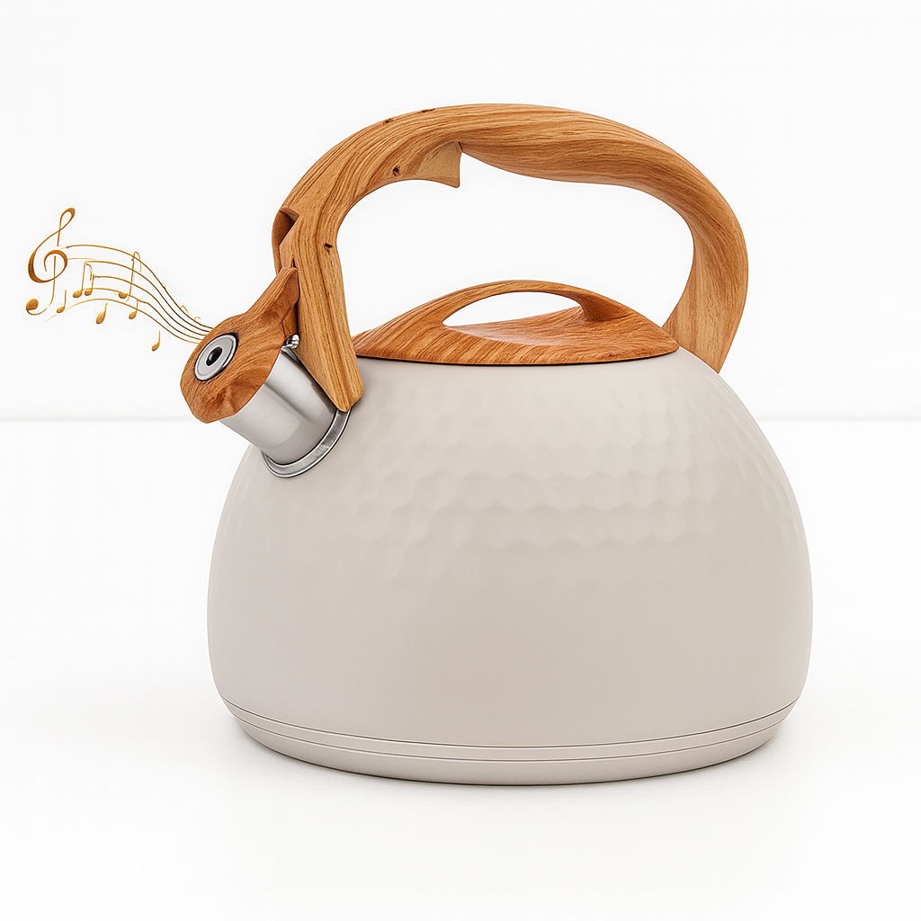 HausRoland White Textured Whistling Kettle