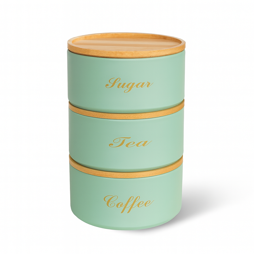 Stacking Metal Canister Set - Mint Green