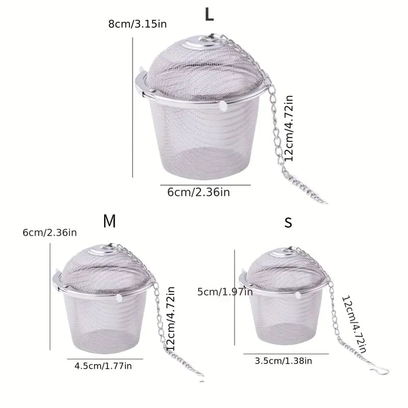 Easy Mesh Filter With Chain, Herbal Sieve Infuser, Reusable Stainless Steel Seasoning, Kitchen Filter Sachet with Chain, Herbal Ball Cooking Tools with Chain, Kitchen Filter Sachet with Chain, Multifunctional Fine Mesh Strainer, Ball Condiment Container