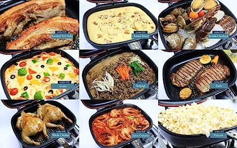 Double Sided Grill Pan, Non-Stick Barbecue Tool, Cookware Grill Frying Pan.