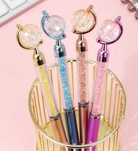 Novelty Globe Pen, Tellurion Shape Pens Earth Pen, Crystal Globe Glitter Topper Pen, Twistable Ballpoint Pen, Crystal Quicksand Pen