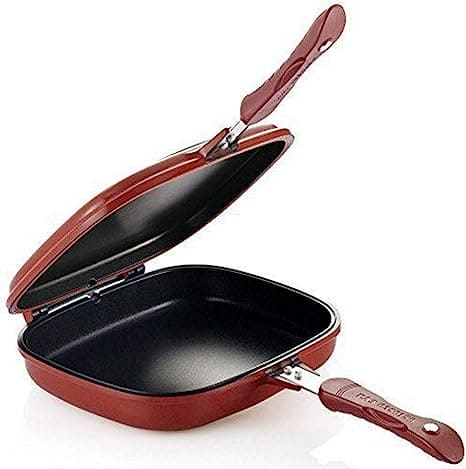Double Sided Grill Pan, Non-Stick Barbecue Tool, Cookware Grill Frying Pan.