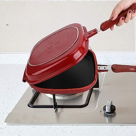 Double Sided Grill Pan, Non-Stick Barbecue Tool, Cookware Grill Frying Pan.