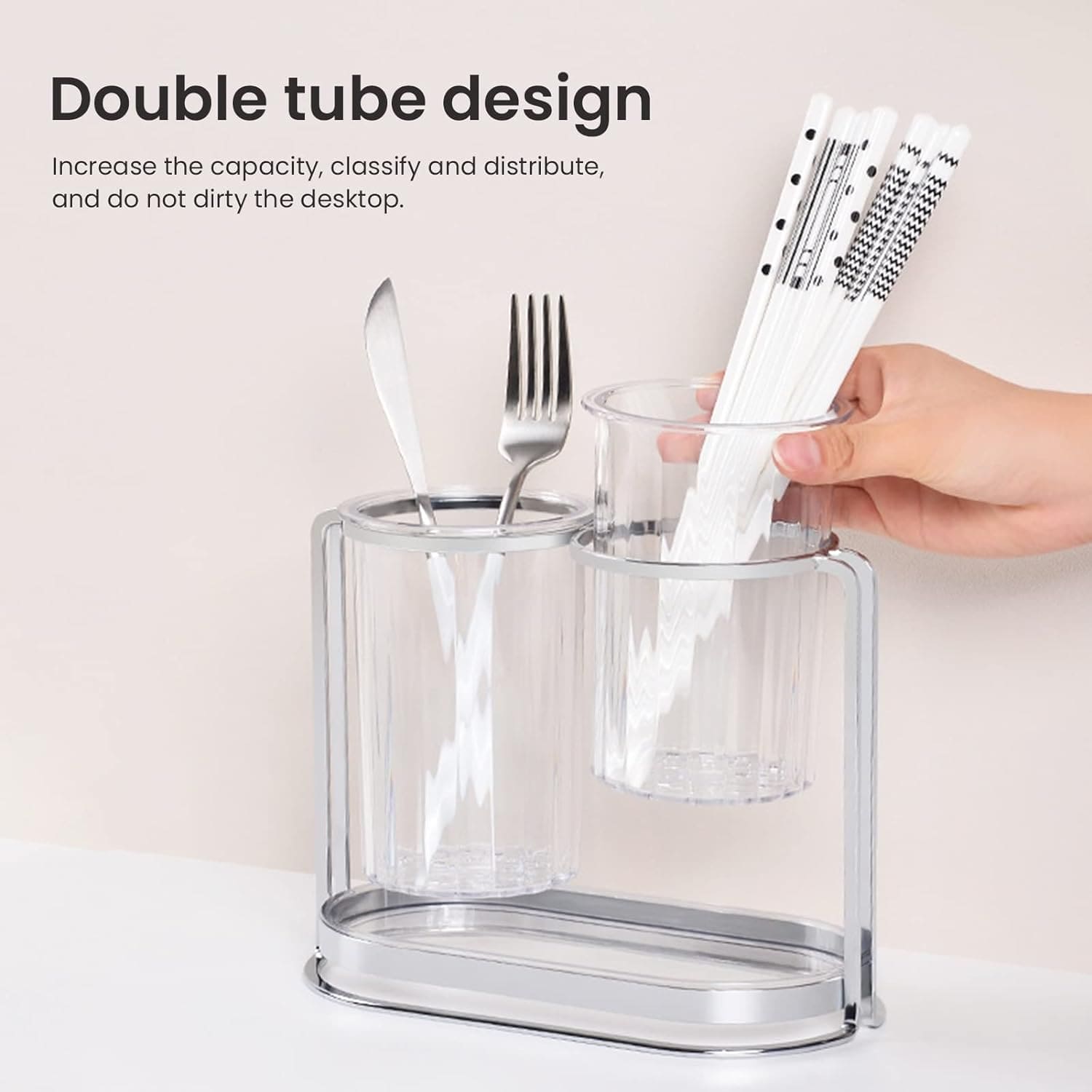 Round Tube Cutlery Holder, Luxury Kitchen Chopsticks Basket.