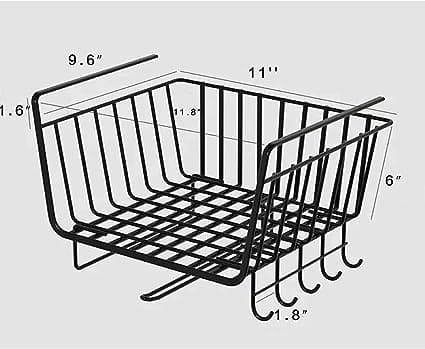 Under Cabinet Hanger Rack, Home Kitchen Hanging Mesh Basket, Wire Shelf Block Rack Organizer, Cabinet Partition Wardrobe Storage Rack, Multipurpose Space Saving Hanging Under Baskets