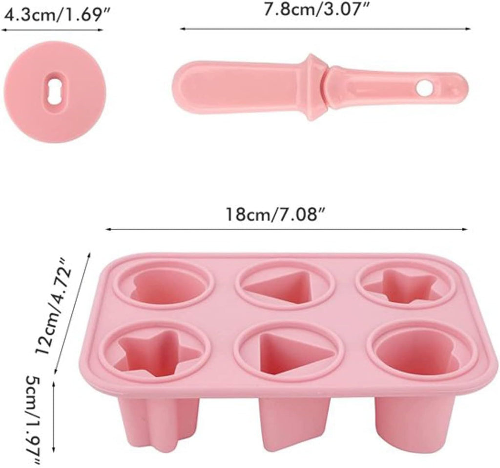 New Silicon Summer Ice Tray, 6 Hole Popsicle Mold, Reusable DIY Homemade Ice Cream Maker Tools, Ice Pole Jelly Popsicle Mold with Reusable Stick, Mini Dormitory Ice Maker for Chilling Cool Drinks