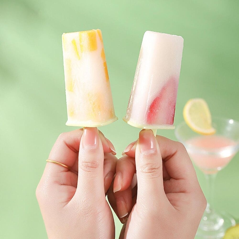 8 Cell Ice Cream Molds, Handmade Dessert Popsicle Mold for Freezer, Reusable Ice Pop Maker Mold, Home Made Ice Lolly Popsicle Molds, Juice Popsicle Maker, Easy Release Popsicle Maker With Stick, Kitchen Mini Popsicle Mold for Kids