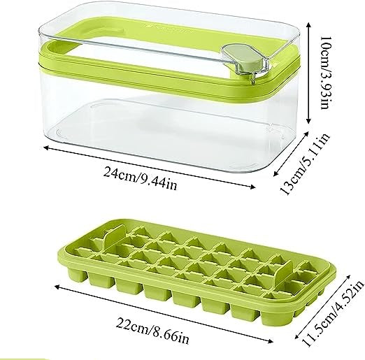 Button Press Ice Cube Tray, 31 Grids One Button Press Ice Cube Tray With Storage Box, Ice Cube Molds Ice Box, New Ice Cube Tray With Lid and Bin, Stackable Easy Release Ice Trays for Beverages