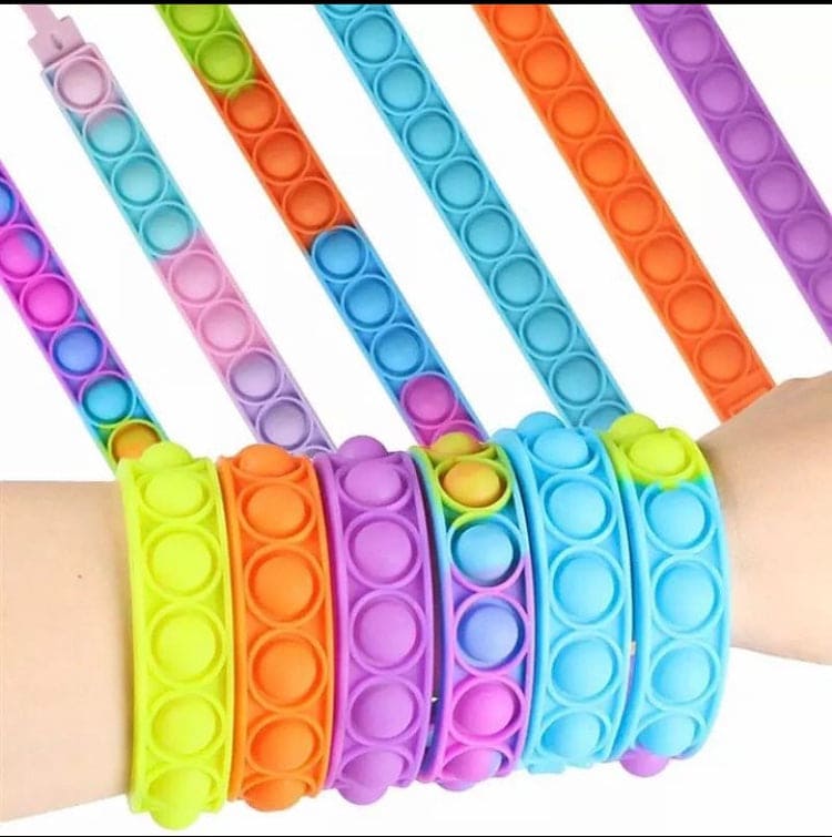 Press Bubble Wrist Band, Pop Bracelet Fidget Toy, Colorful Silicon Bracelet For Kids