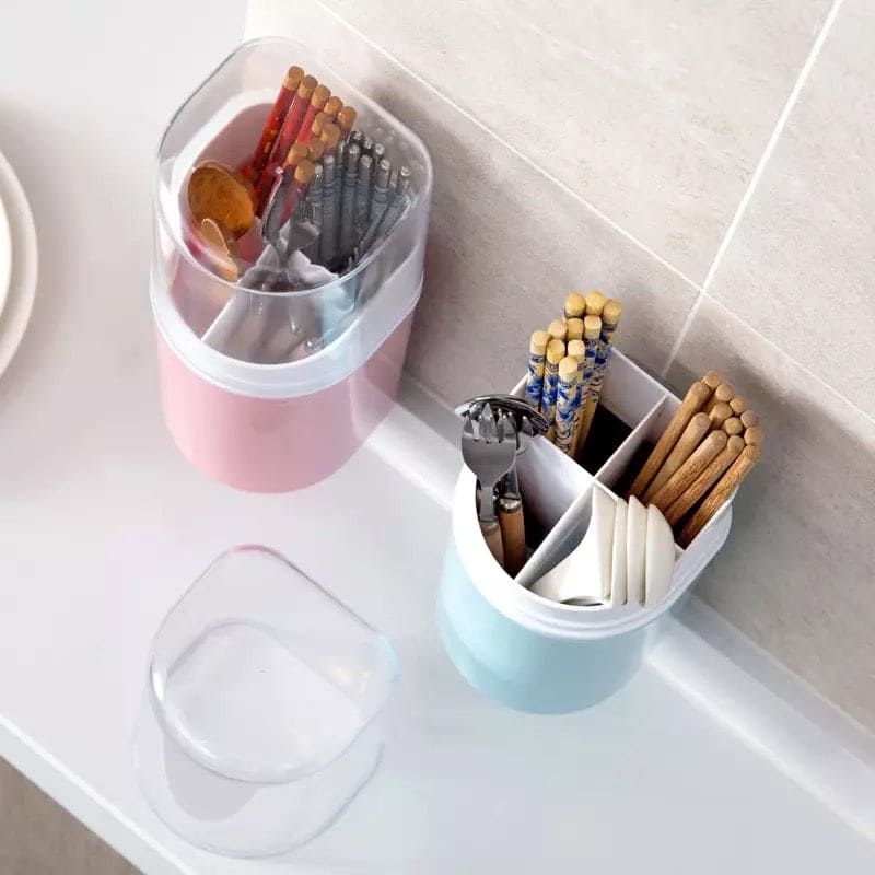 4 Compartment Cutlery Holder, Creative Cutlery Draining Rack, Draining Container For Forks Knife