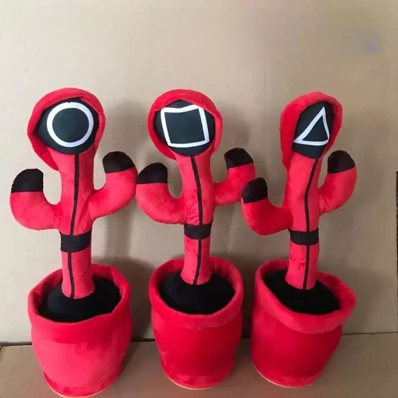 Squid Game Plush Dancing Singing Cactus, Recordable Luminous Swinging Children Toy.