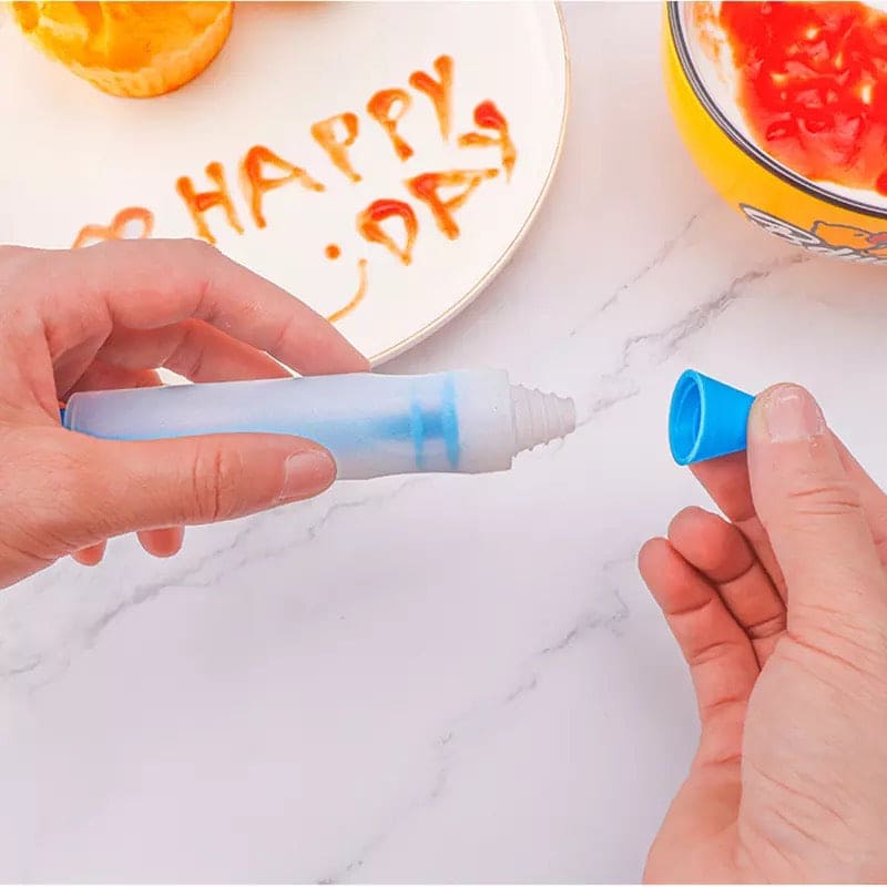 Silicone Decorative Pens, Chocolate Cookie Cake Writing Pen, Decorating Cake Molds Tool, Silicone Food Writing Pen For Dessert, Ice Cream Chocolate Decorating Pens Syringe Baking Tools