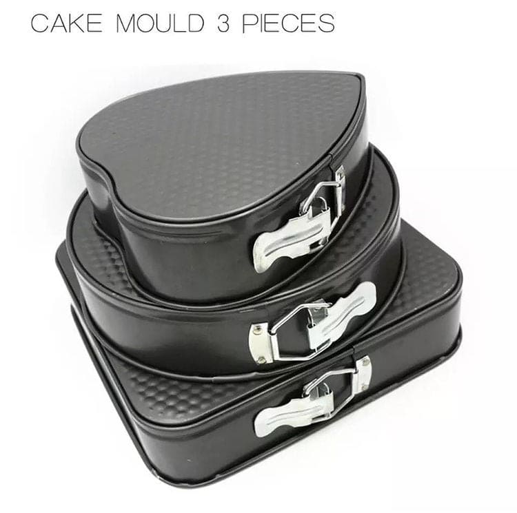 Set Of 3 Carbon Non Stick Pan, Round And Heart Cake Pan Set, Steel Nonstick Leakproof Cheesecake Pans, Mini Cake Molds