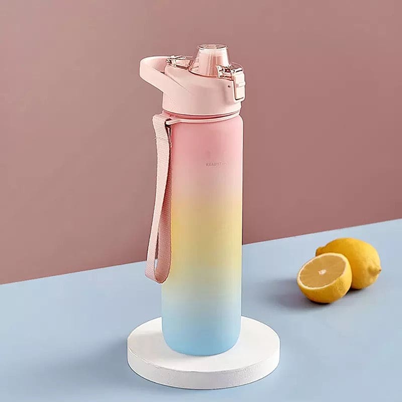 1L Fashion Large Capacity Sport Plastic Drinking Bottle, Time Marker Fitness Jug, Kettle Gym Water Drinking Bottle