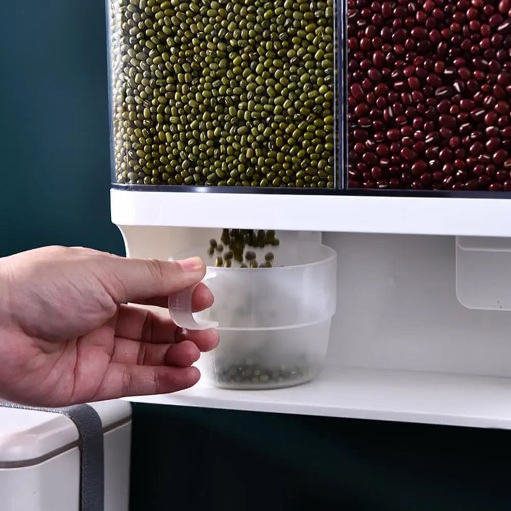 Kitchen Food Dispenser, Whole Grains Container Bin, Wall Mount Cereal Dispenser, Multi Grain Dispenser Bucket, Moisture Proof Cuisine Organizer, Indispensable Dry Food Dispenser, Whole Grain Storage Box, Airtight Clear Plastic Canisters