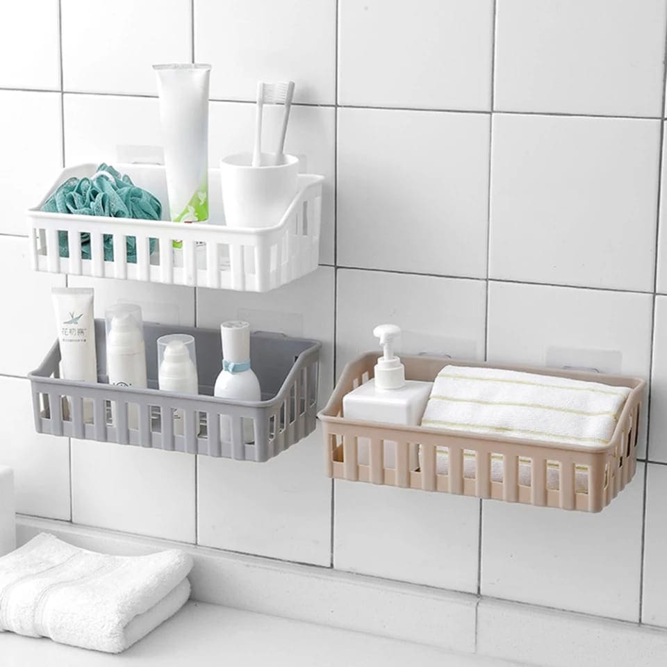 Wall Mounted Shower Caddy Bathroom Shelf, Toilet Shampoo Soap Holder, Cosmetic Storage Rack, Wall Mounted Kitchen Storage Rack