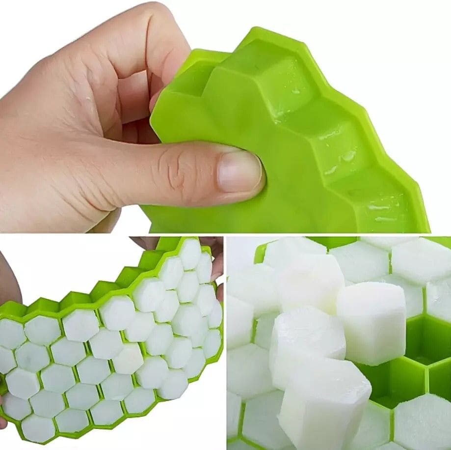 Silicone 37 Cells Hexagonal Honeycomb Shaped Ice Tray, Easy Release Mini Ice Cube Tray With Lid