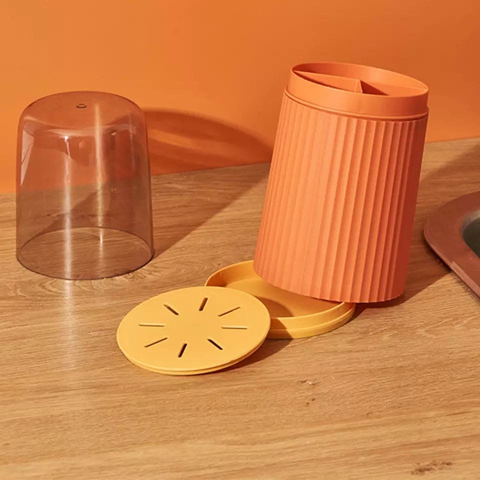 3 Grid Tableware Drying Holder With Lid, Kitchen Cutlery Storage Rack, Chopsticks Spoon Rack, Standing Plastic Storage Container