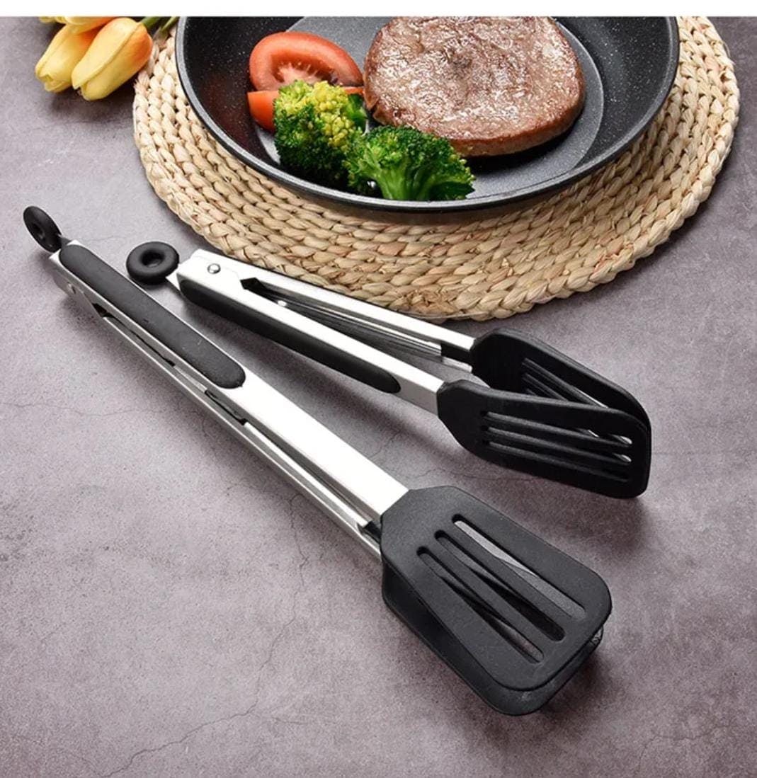 Silicon Non Stick Food Tong, Silicone Food Meat Salad Clamp, BBQ Bread Serving Cooking Clip, Foldable Barbecue Baking Tongs, Nylon Shank Dessert Tweezer Cooking Clamp, Heat-Resistant Bread Steak Serving Clips