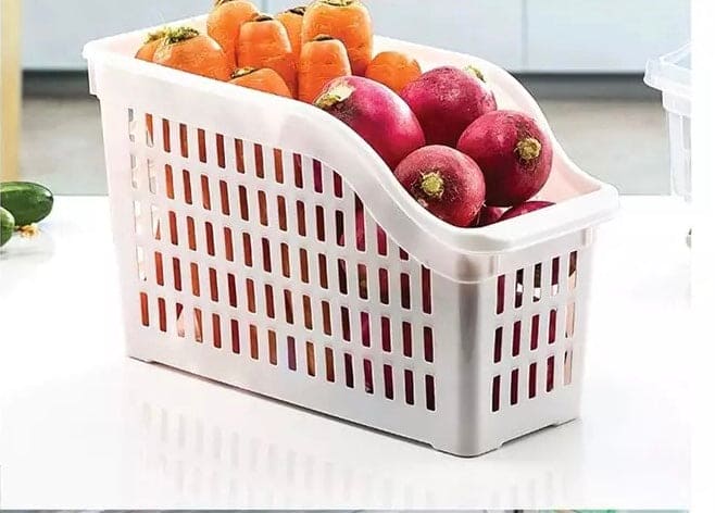 Kitchen Organizer Basket, Drawer Adjustable Storage Box, Retractable Drawer Space Saver Slide Fridge Rack, Classified Organizer Container, Vegetable Drain Basket