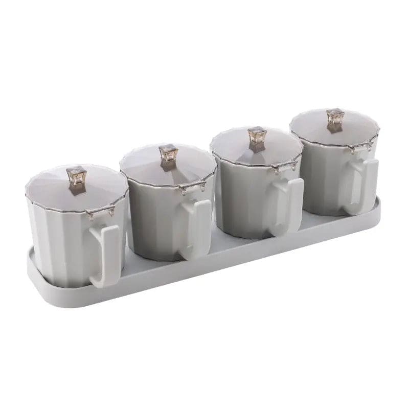 4 Pcs Candy Seasoning Box, Cruet Condiment Bottle Jars, Sugar Storage Seasoning Set, Household Kitchen Seasoning Box, Kitchen Combination Seasoning Box, Kitchen Spice Container Storage Box, Seasoning Spice Pots With Cover and Spoon