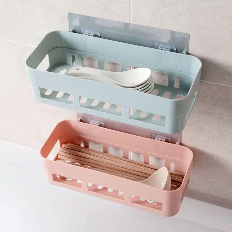 Traceless Paste Bathroom Shelf, Toilet Adhesive Shampoo Gel Storage Basket, Bathroom Corner Shower Shelf Rack, Wall-mounted Storage Rack, Stick-up Wall Sucker Plastic Organizer, Plastic Rack for Kitchen & Bathroom
