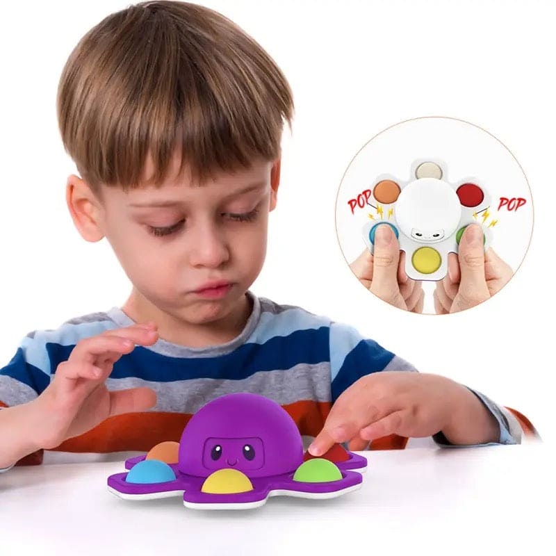 Face Changing Octopus Fidget Spinner, Silicone Interactive Change Faces Spinner, Anti Stress Push Bubble Fidget Spinner, Stress Relief Fidget Toys For Kids Adult, Simple Dimple Anti Stress Pop Toy, Squid Flip Octopus Change Faces Fidget Spinner Toys