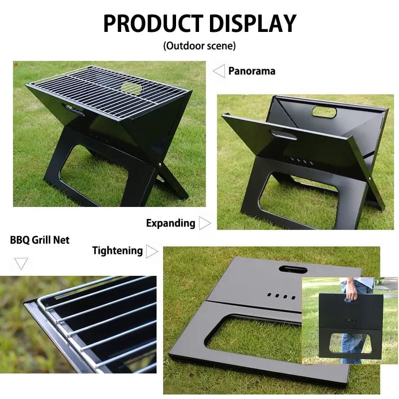 X Shaped Folding BBQ Grill, Stainless Steel Outdoor Camping Picnic Barbecue Grill, Outdoor Charcoal BBQ Grill, Mini Camping Barbecue Rack, Bonfire Grill Stove, Household Charcoal Barbecue Rack, BBQ Large Barbecue Stove