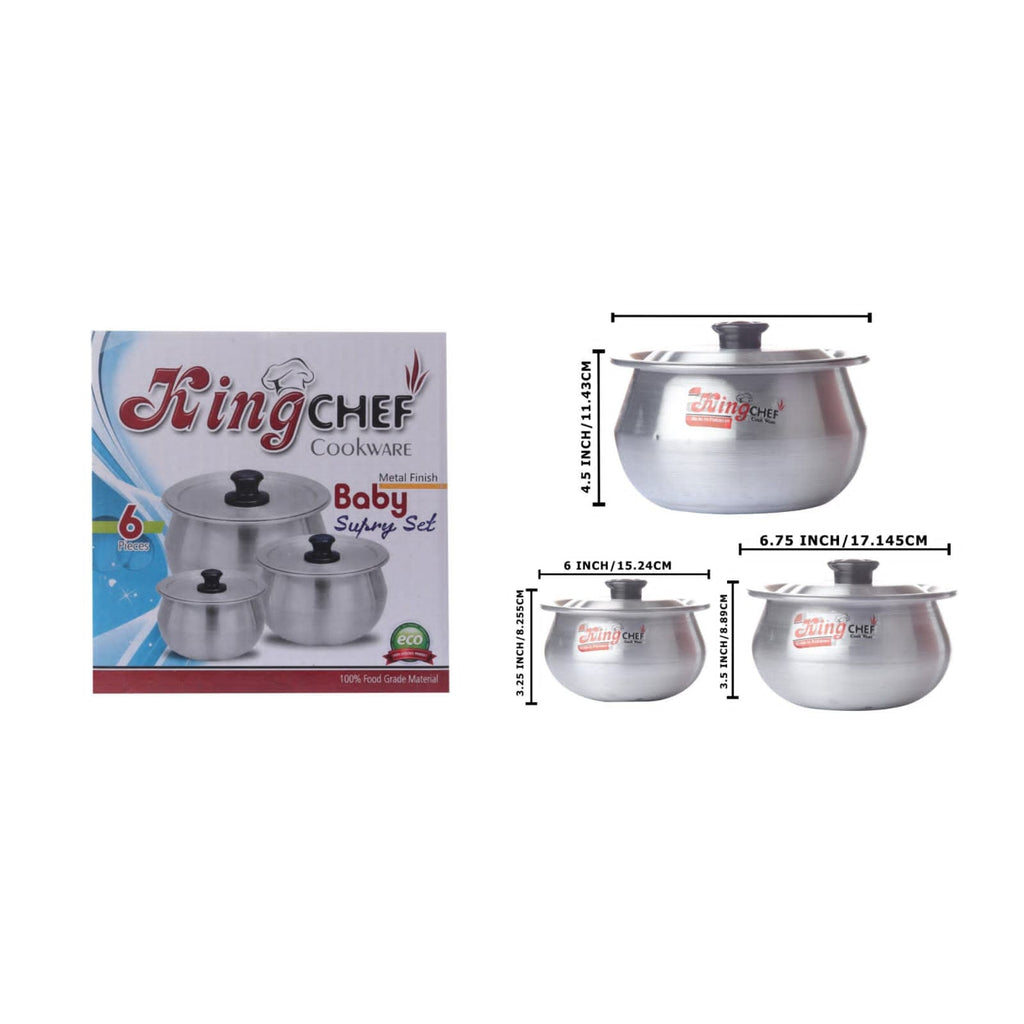 Set Of 3 Handi Set, Desi Handi Style Cooking Pots, Kitchen Cookware Set, Kitchen Dekchi Set Pot With Lid, Kitchen Cooking Bell Pot Stainless Steel Kitchen Ware Cooking Bowl