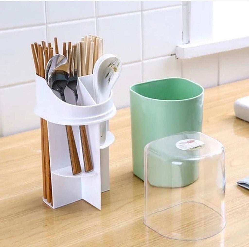 4 Compartment Cutlery Holder, Creative Cutlery Draining Rack, Draining Container For Forks Knife