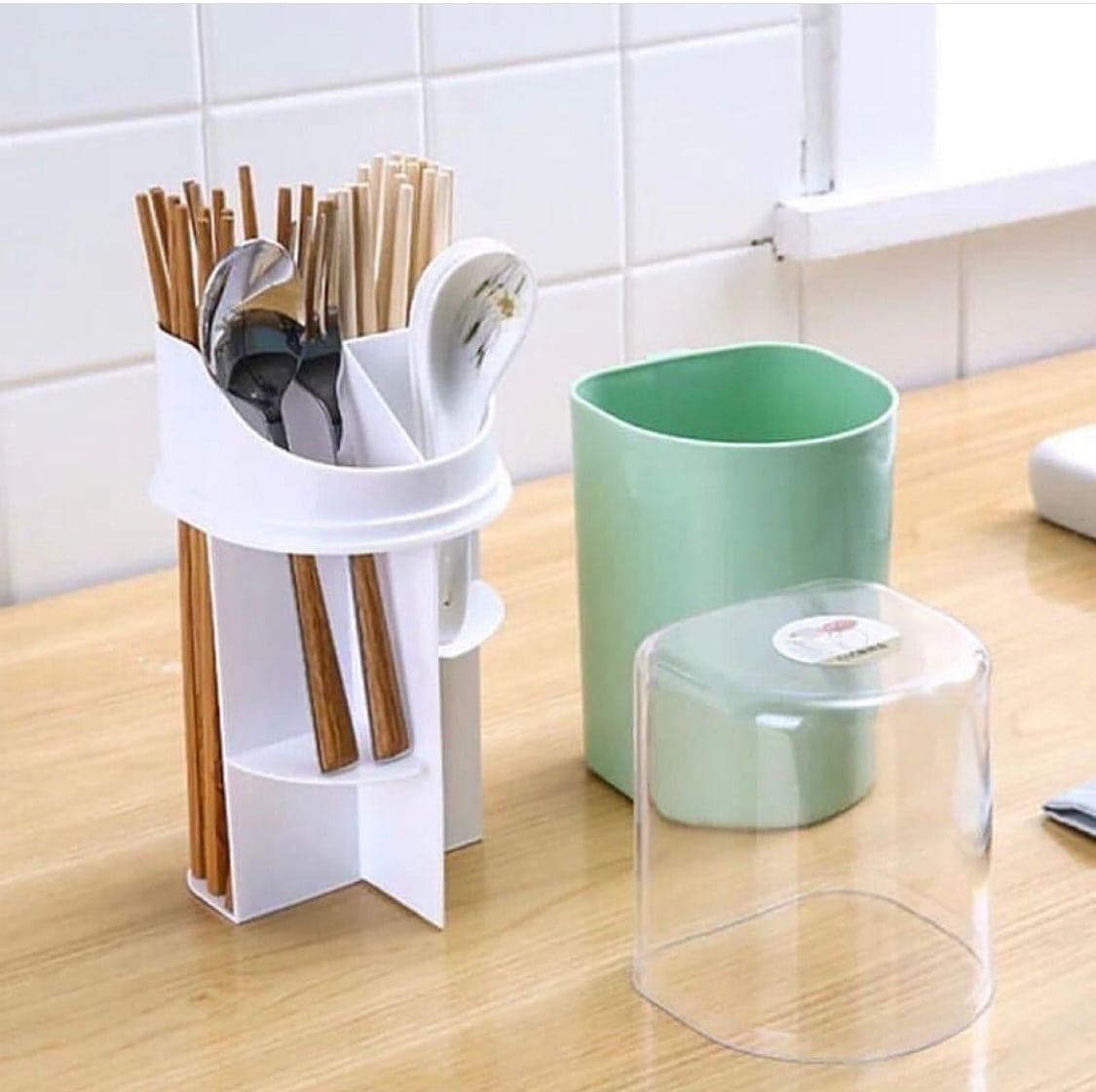 4 Compartment Cutlery Holder, Creative Cutlery Draining Rack, Draining Container For Forks Knife