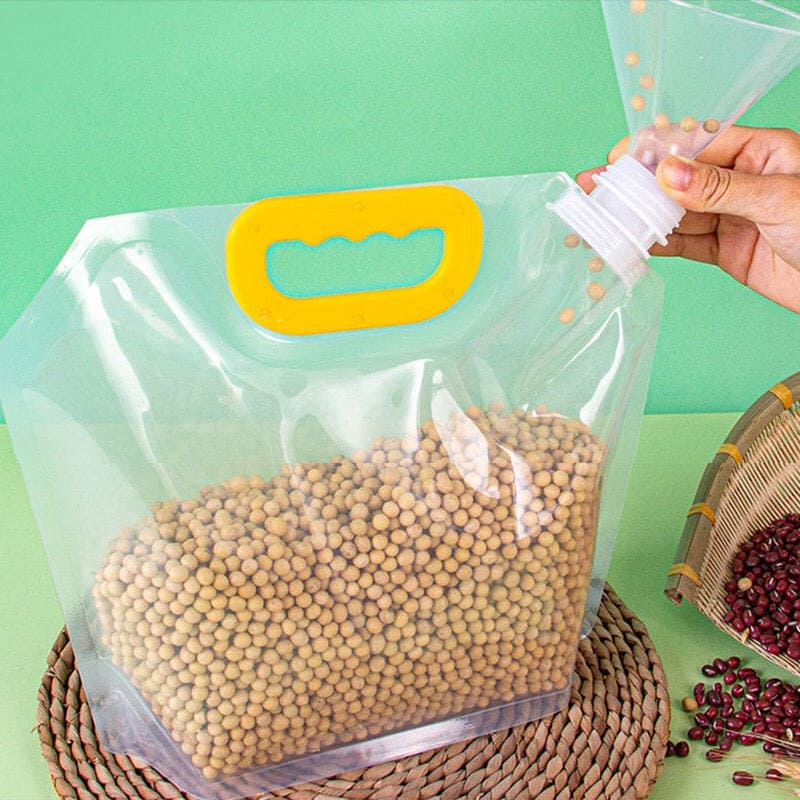 Sealed Storage Bags, Portable Food Packaging Bag, Transparent Grain Storage Bags, Stand Up Grain Seal Bag, Kitchen Food Rice Storage Container