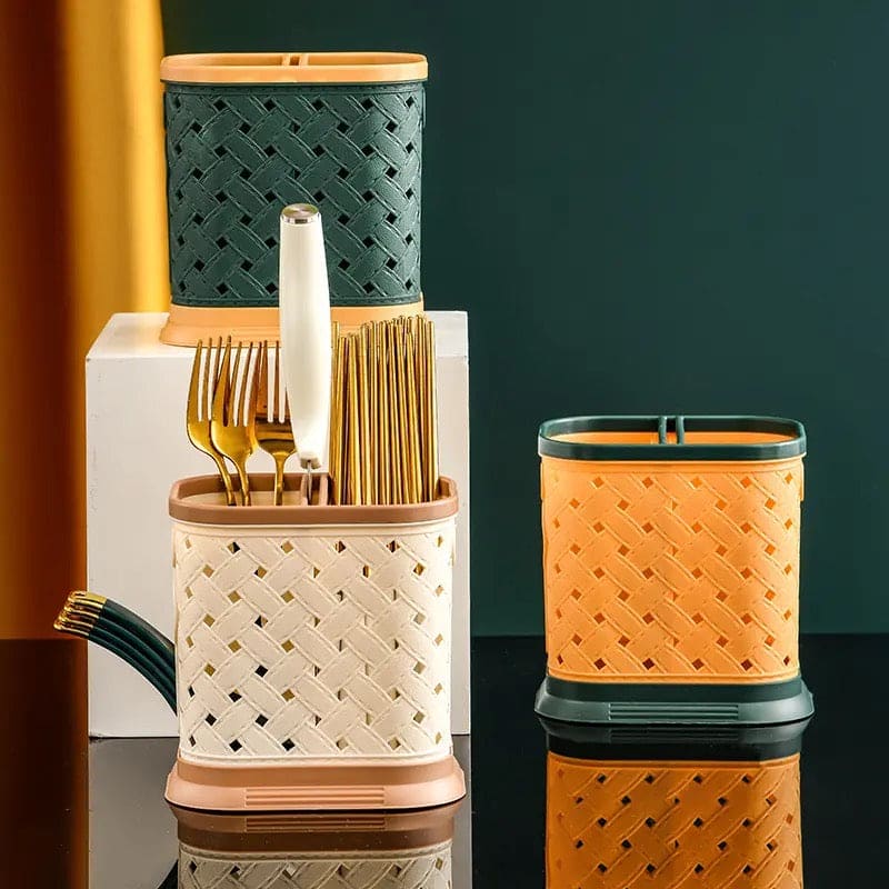 Criss Cross Cutlery Holder, Plastic Chopsticks Cage, Hollow Drain Tableware Rack, Knife Stand Spoon Fork Storage Shelf Container, Kitchen Cutlery Drying Rack Basket, Cooking Utensil Holder, Utensil Caddy Compartment