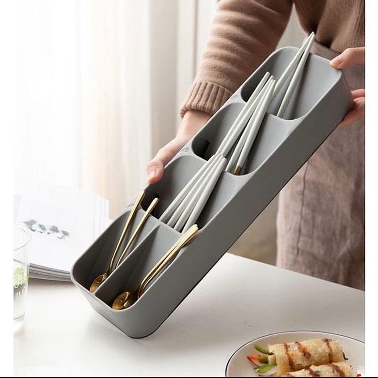 Cutlery Organizer, Kitchen Drawer Storage Tray, Plastic Spoon Container