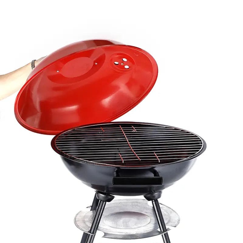 Charcoal Barbecue Grill, Barbecue Smoker Grill For Outdoor Cooking Camping, Heat Control Round BBQ Kettle, Portable Picnic Oven, Foldable Kebab Stove, Football Style BBQ Grill And Oven With Moving Stand, Trolley Grill Kettle